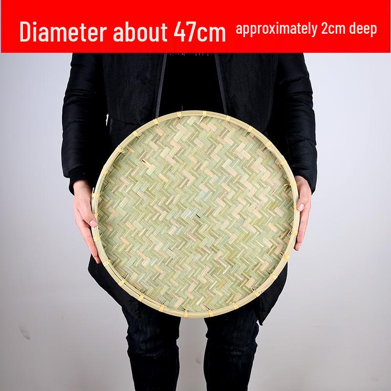 Bamboo Woven Round Winnowing Basket: Household Basket for Storage, Decoration, and Drying Tea or Goods