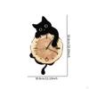 Cute Clock Decorative Art Silent Non Ticking Wall Timepiece with Swinging Tail for Living Room