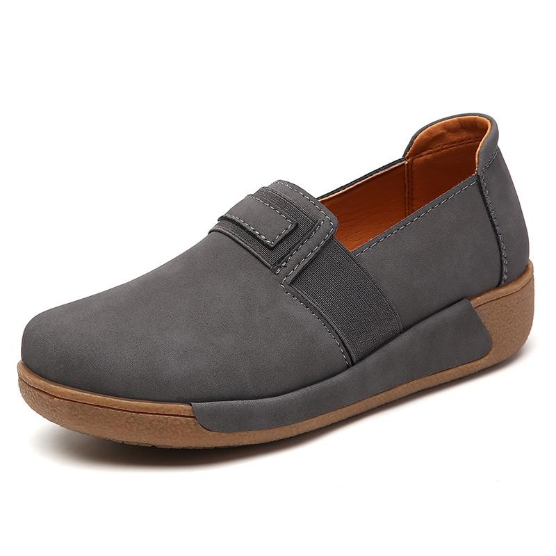 Tendon Soft-soled Non-slip Women's Shoes, Mother's Single Shoes, Spring and Autumn One-step Casual Mid-heel Wedges