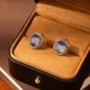 Diamond Pigeon Egg Geometric Oval Full Diamond Stud Earrings Light Luxury High-End Temperament Earrings Women'S Unique Exquisite Earrings