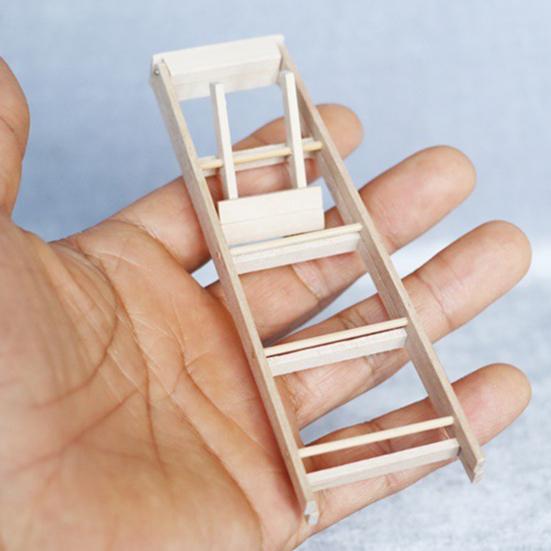 Ladder Sturdy Mini Size Wood 1:12 Miniature Dollhouse Ladder for Home