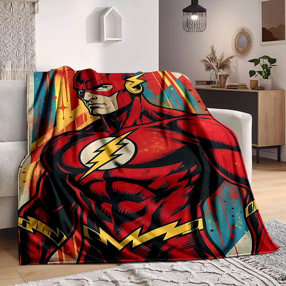 1pc Flash superhero Blanket Lightweight Flannel Throw For Sofa, Bed, Travel, Livingroom, Office, Couch, Chair, And Bed