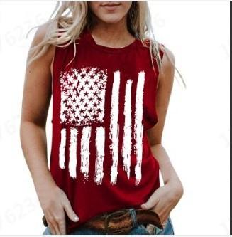 Amazon Wish Clothing Women's Vest Independent Station Summer Fashion American Flag Independence Day Collection