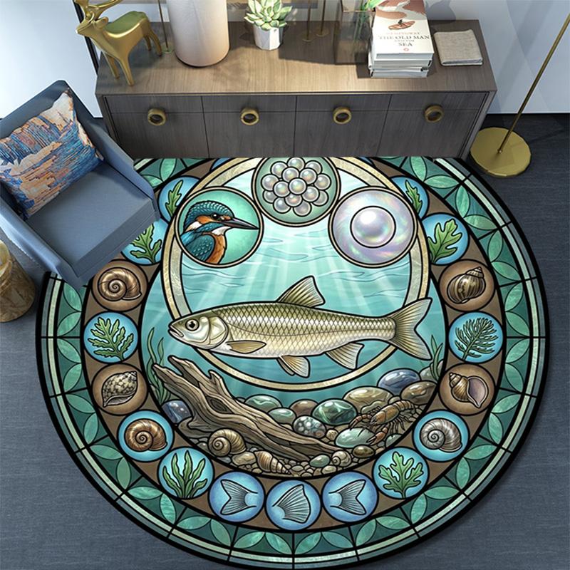 Ocean Life Harmony Round Area Rug Under Office Chairs Bedroom Living Room Home Decor