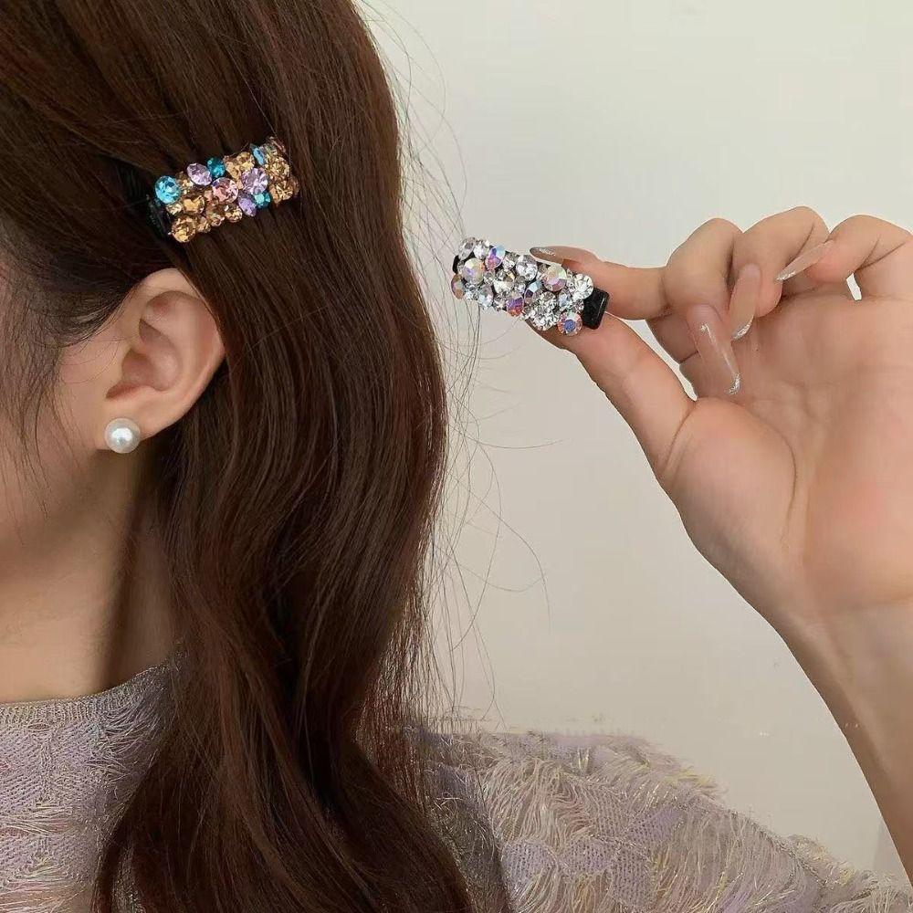 Blingbling Zircon Hairpin Shiny Bangs Clip Retro Colorful Rhinestones Hairpin  Kids