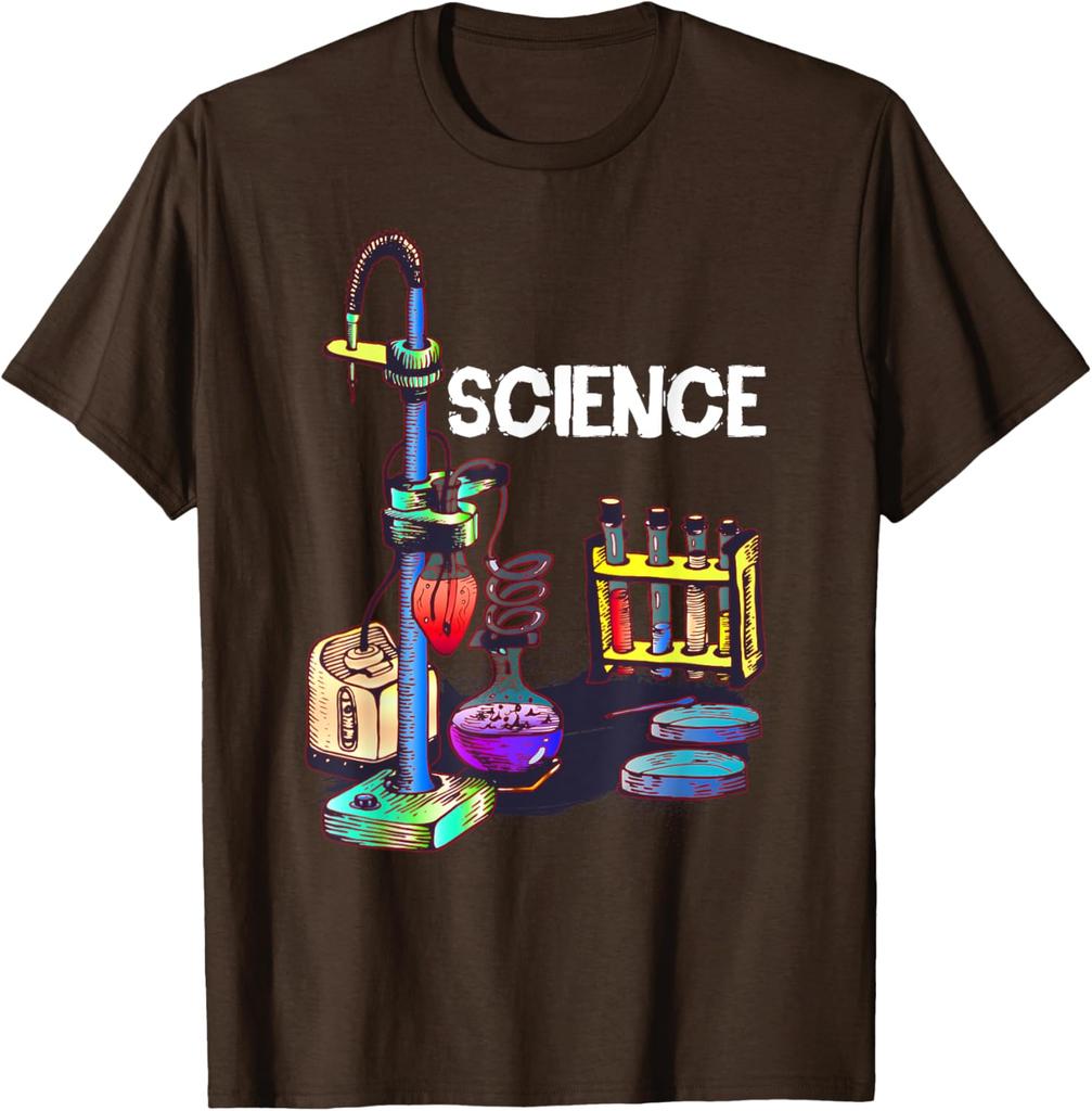 Science Laboratory Chemistry Glassware Graphic TShirt Casual Cotton Short Sleeve Tee for Science Lovers