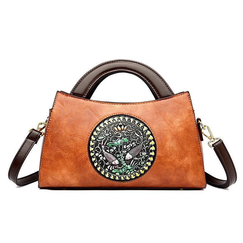 Women's bag new literary splicing fashion women's saddle bag portable shoulder messenger bag