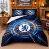 Baskılı 3 Parça Nevresim Takımı Chelsea FC Desenli Çarşaf Yastık Kılıfı Yatak Odası Dekorasyonu İçin