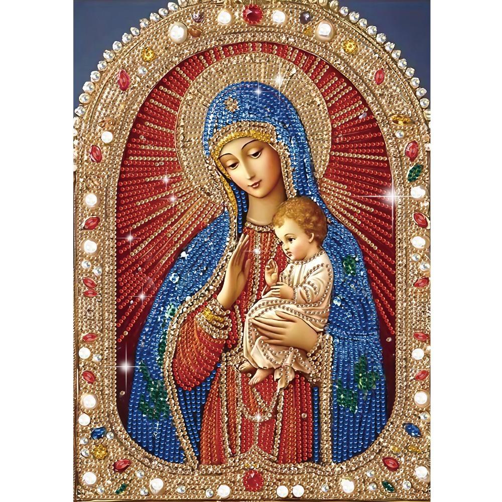 

5D Diamond Painting DIY Round Diamond Embroidery Russian Madonna Decorative Painting 30 * 40 Special-shaped Diamond 1PC