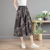 Women's Elastic Waist Floral A-Line Midi Skirt