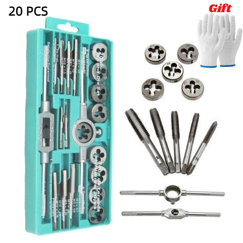 8/12/20 pcs Tap And Die Set M3-M12 Male Thread Tool Kit Alloy Steel Internal thread Tap die hardware