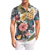 Camicia Casual da Uomo a Maniche Corte, Vestibilità Larga, con Stampa Hawaiana