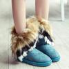Women's Mid Calf  Fur Snow Boots Winter Rubber Sole Round Toe Ankle Covering Pure Color Booties