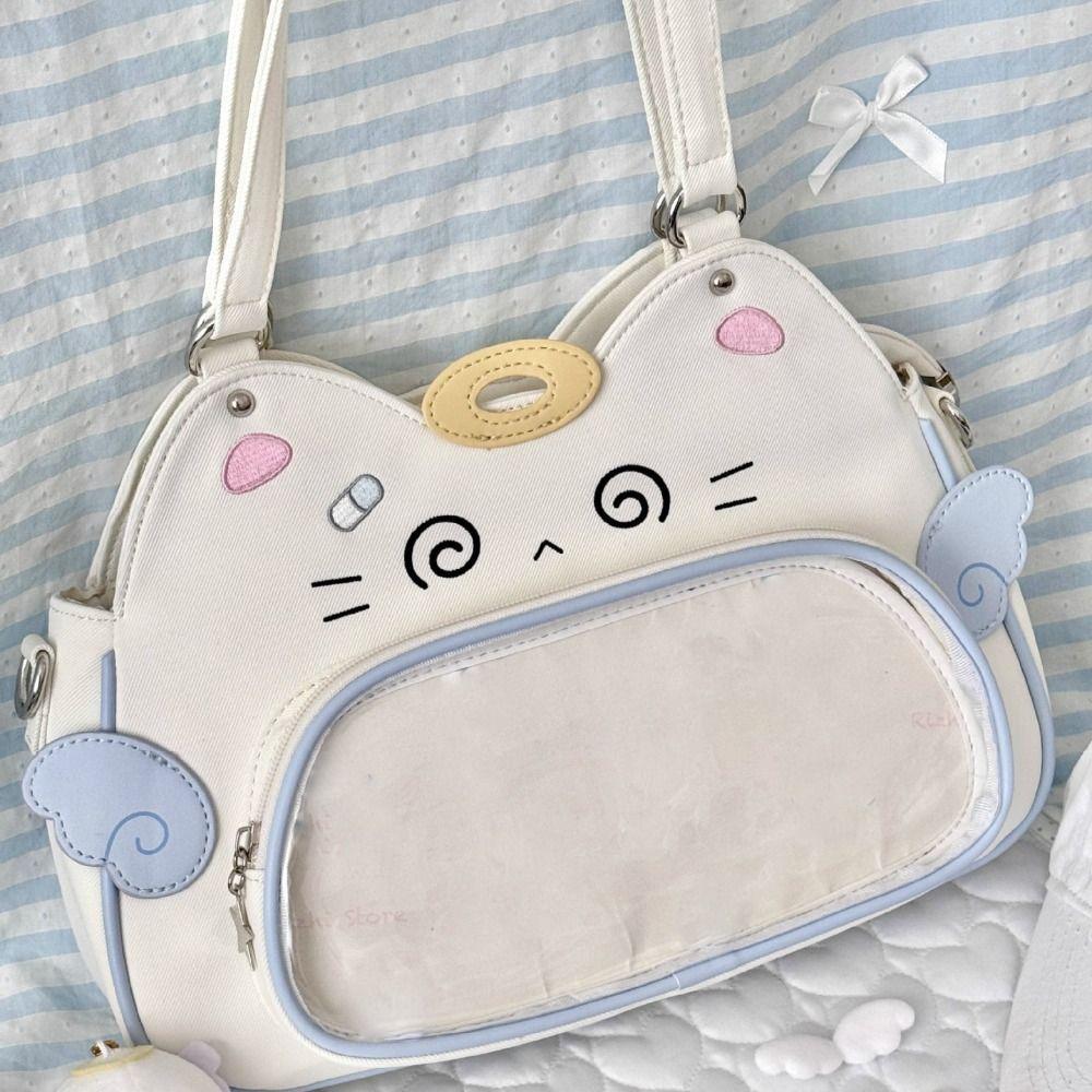 Baumwoll-Puppentasche Kawaii Katze Itabag Reißverschlusstasche Modische Rucksäcke Tragbar Transparente Tasche Reise