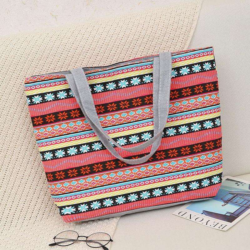 New Canvas Bag Large Capacity Shoulder Women's Bag Printed Handbag Tote Bag Literary Canvas Bag