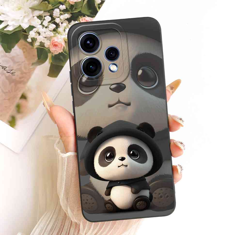 For Oppo Reno15 5G Case CPH2825 ilicone Back Cover For Oppo Reno 15C Reno15c 5G Cute Panda Cartoon Phone Cases Shockproof