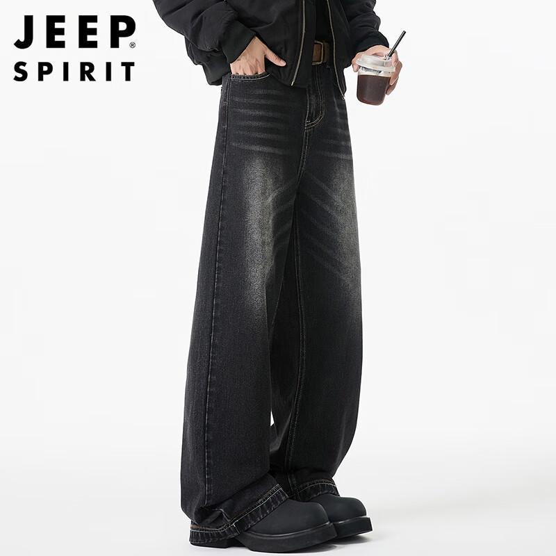 JEEP SPIRIT Men's Loose Fit Straight Leg Denim Jeans