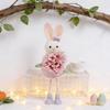 Easter Bunny Decor Cute Rabbit With Flower Hanging Ornaments For Tabletop Mantel Holiday Home Party Table Decorations Gift