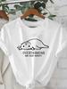 Funny T Shirt Hungry Black Cat Graphic Short Sleeve T-Shirt Korean Fashion Women's Summer Clothes Y2k