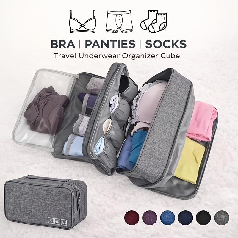 Travel Underwear Organizer Foldable Zipper Pouch Lingerie Bra Sock Hanging Durable Fabric Space Saving Suitcase Storage Gear