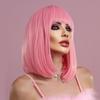 Women's Simulation Wig 36cm Hair Short Straight Wig Full Headgear Rose Hair Net Headdress Beauty Decoration Wig