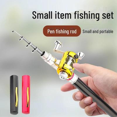 Compact Pocket-Sized Mini Ultra-Short Sea Fishing Rod Set with Retractable Lure for Casting.