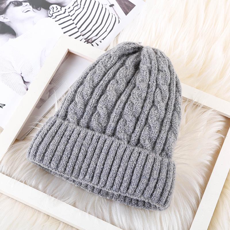 Twist wool hat women's autumn and winter thickened velvet warm ear protection cold hat hot-selling sleeve knitted hat