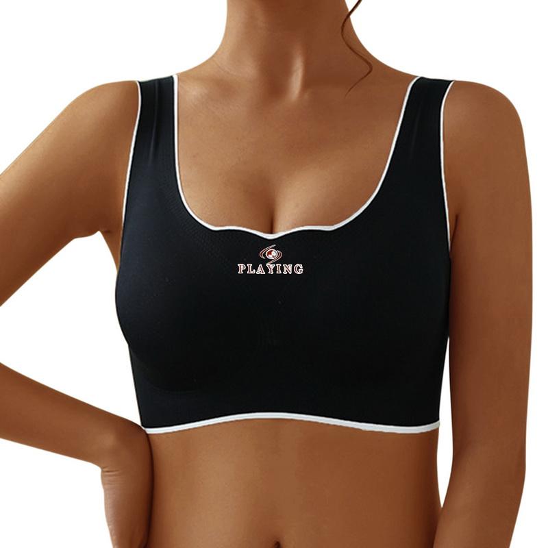 

Женский бюстгальтер для сна, удобный бюстгальтер в сборе, кружевной спортивный жилет без стального кольца, нижнее белье большого размера 2XL чёрный