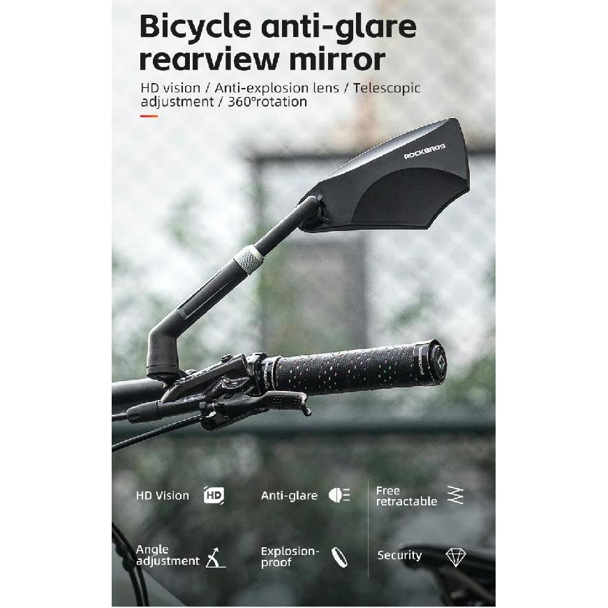 ROCKBROS Bicycle Rearview Mirror Universal Wide-Range 360° Adjustable Mirror For Mountain Road Bike Motorcycle Scooter Safety