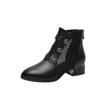 Soft leather boots women's hollow round head mesh cool boots women's autumn and winter new fashion versatile thick heel cool boots women