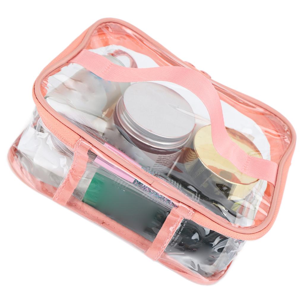 Clear Toiletry Bag Travel Cosmetic Makeup Bag PVC Storage Bag Portable Transparent Pouch for Traveling Vacation Bathroom