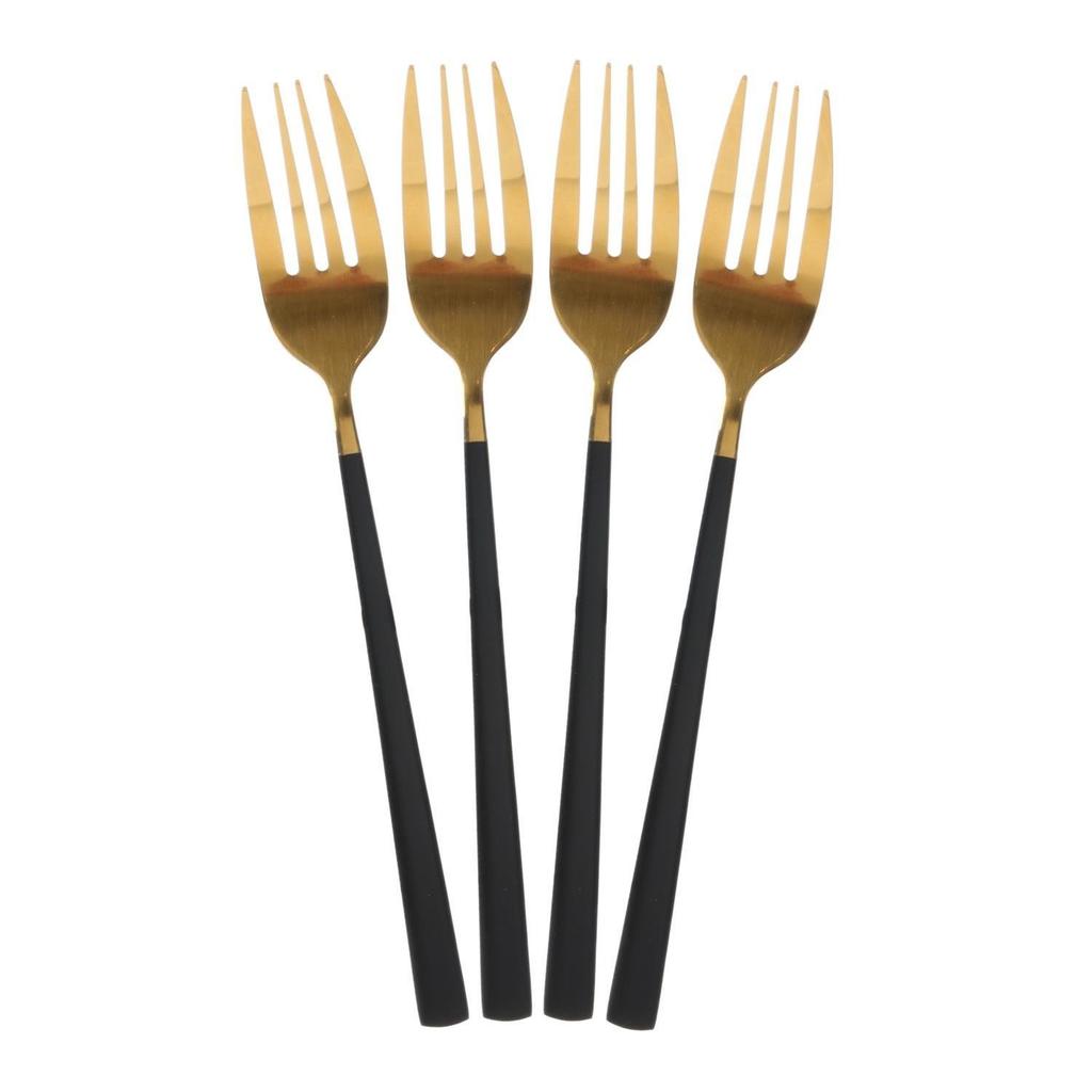 Cerise CUTLERY SET 16 Pcs GOLD AND BLACK Steel
