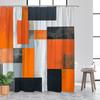 Geometrická sprchová závěs - Oranžový, černobílý vzor s patinovaným vzhledem, Moderní koupelnový dekor, Polyester