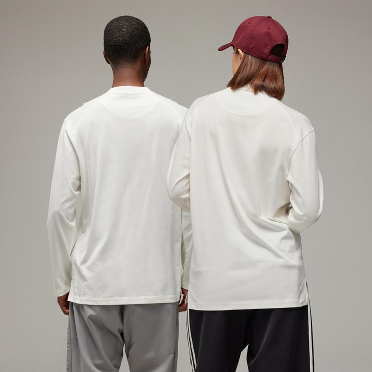 Y-3 Crew Neck Letter Drop Shoulder Long Sleeve T-Shirt Unisex T-Shirts White IV8231