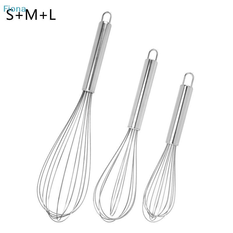 Stainless Steel Whisk Set (S/M/L), Balloon Wire Whisk for Mixing, Whisking Eggs & Baking