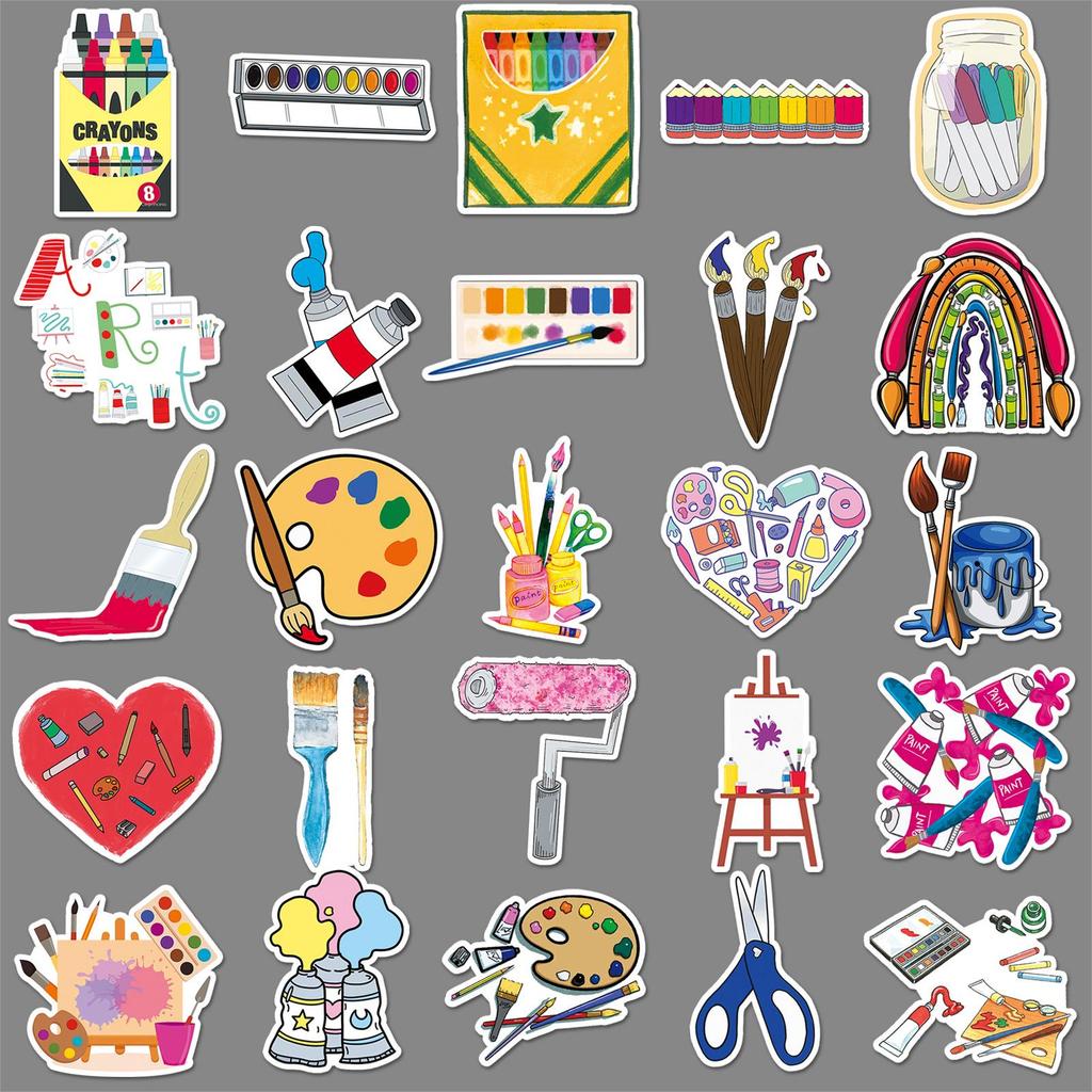 50pcs Creative Cartoon Waterproof Stickers for Planner & Stationery