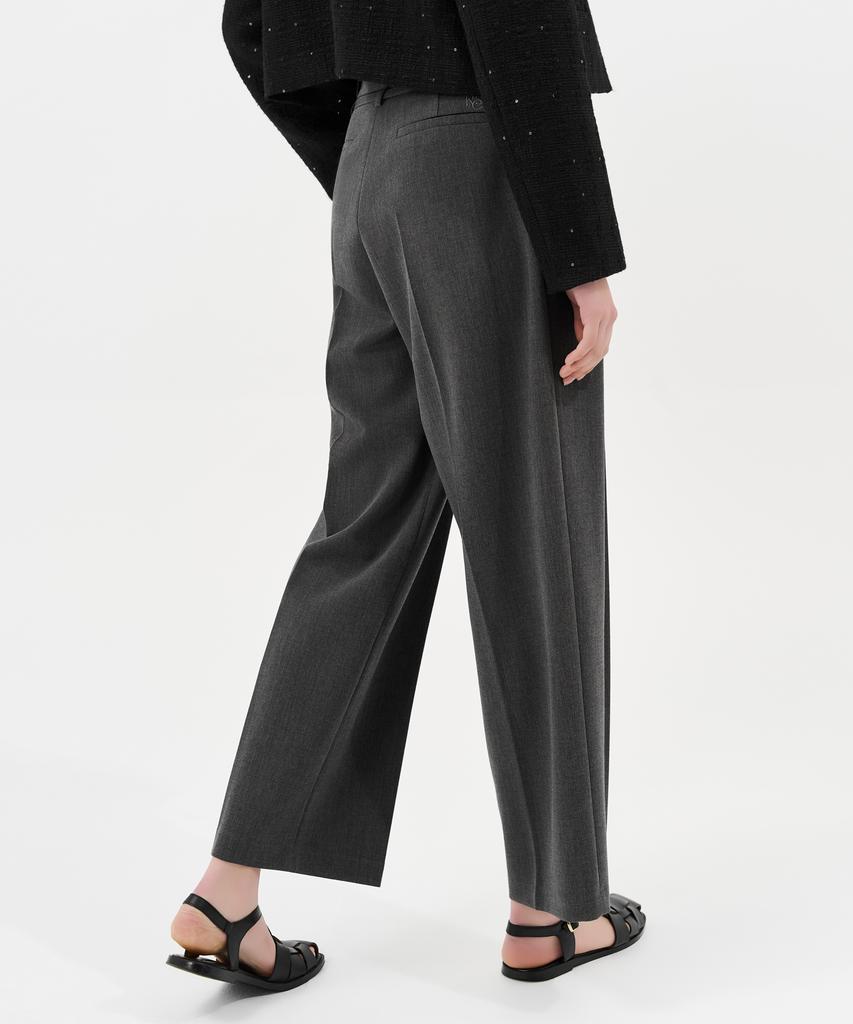 Laneonkyulleoseu Belt Detail Pintuck Wide Pants_Melange Grey