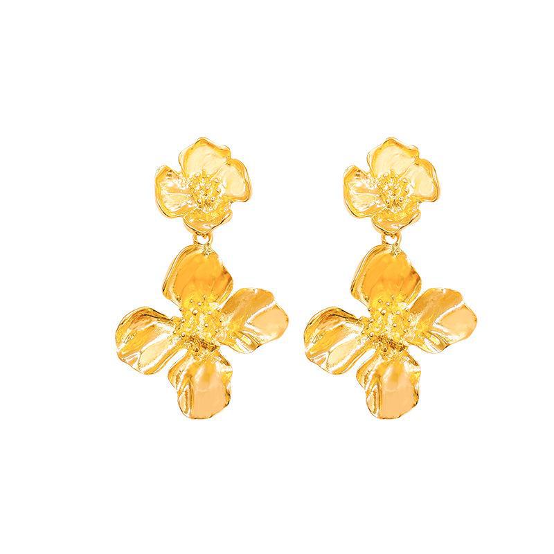 Hochwertige Metall-Blumenohrringe mit S925 Silberstift für Damen - Europäischer & Amerikanischer Kalter Stil