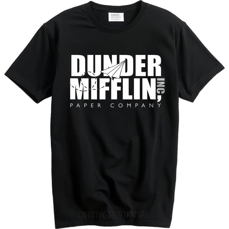 Modny Letni Męski T-shirt Dunder Mifflin Paper Company Logo z Samolotem Papierowym Krótki Rękaw Oddychający Dekolt Okrągły Top Koszulki