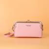Solid Color Leather Wallet PU Women Card Holder Fashion Phone Crossbody Bag  Girl