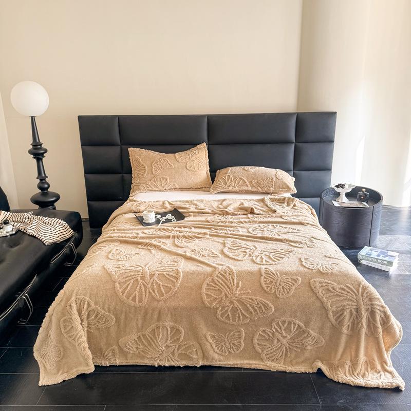 Solid Color Jacquard Velvet Butterfly Blanket - Office Nap & Air Conditioning Cover, Gift, Pet Use