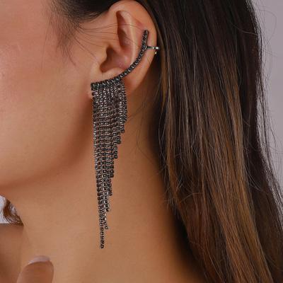 Simple Popular Earrings Tassel Design Shiny Rhinestone Comfortable To Wear Versatile Stylish Earrings