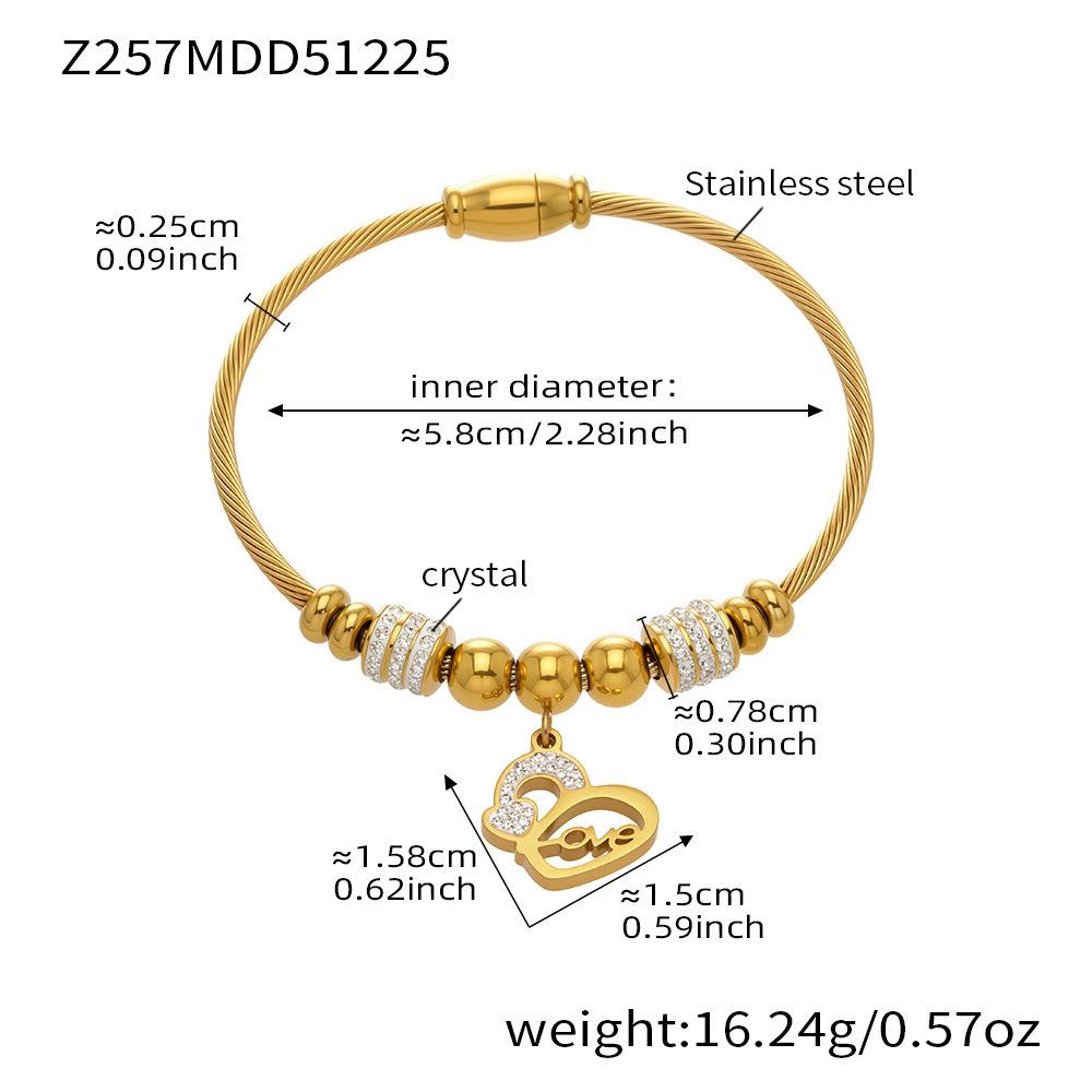 18K Gold-Plated Stainless Steel Geometric Zircon Bracelet Set - European & American Style, Personalized High-Texture Design.