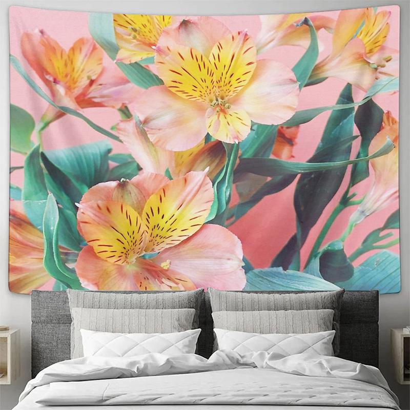 Blumen-Wandteppich Botanische Wanddekoration Blumen-Wandkunst Natur-Ästhetik Raumteiler Böhmische Dekoration Schlafzimmer-Kulisse