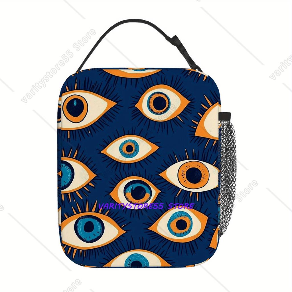 Eyes Lunch Box Reusable Oxford Bento Tote Bag Portable Thermal Lunch Bag for Adults Kids Work School Picnic