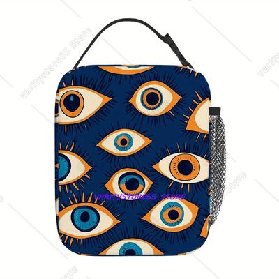 Eyes Lunch Box Reusable Oxford Bento Tote Bag Portable Thermal Lunch Bag for Adults Kids Work School Picnic