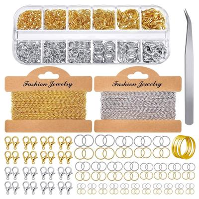 Catena per Creazione Gioielli 1000x Anellini 40x Moschettoni con Pinzette Curve Apri Anellini Fai da Te Gioielli Oro Argento