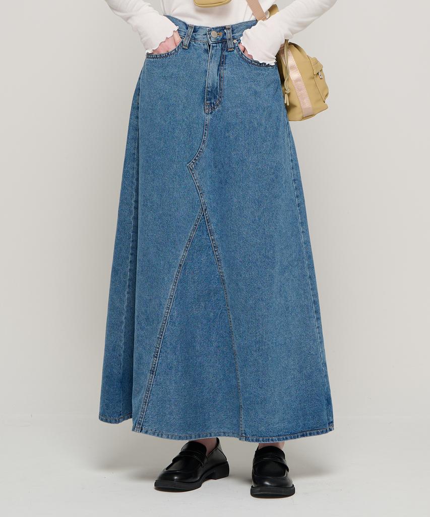 ROIDESROIS Maxi Denim Long Skirt (Blue)