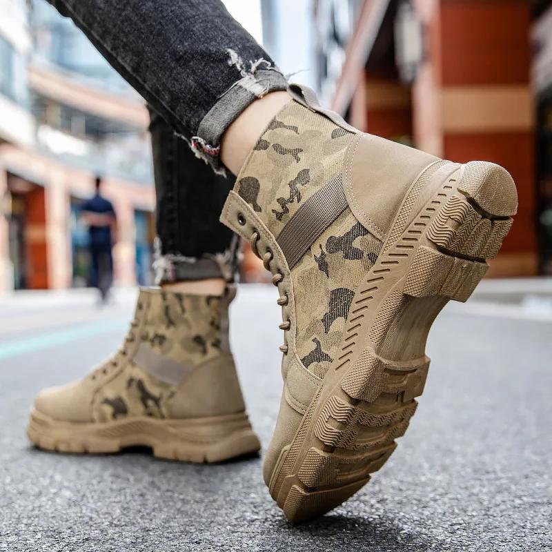 Fashion Men's Boots Winter Canvas Plush Warm High Top Comfortable Non Slip Outdoor Boots Lace Up Platform Short Boots Outdoor Shoes