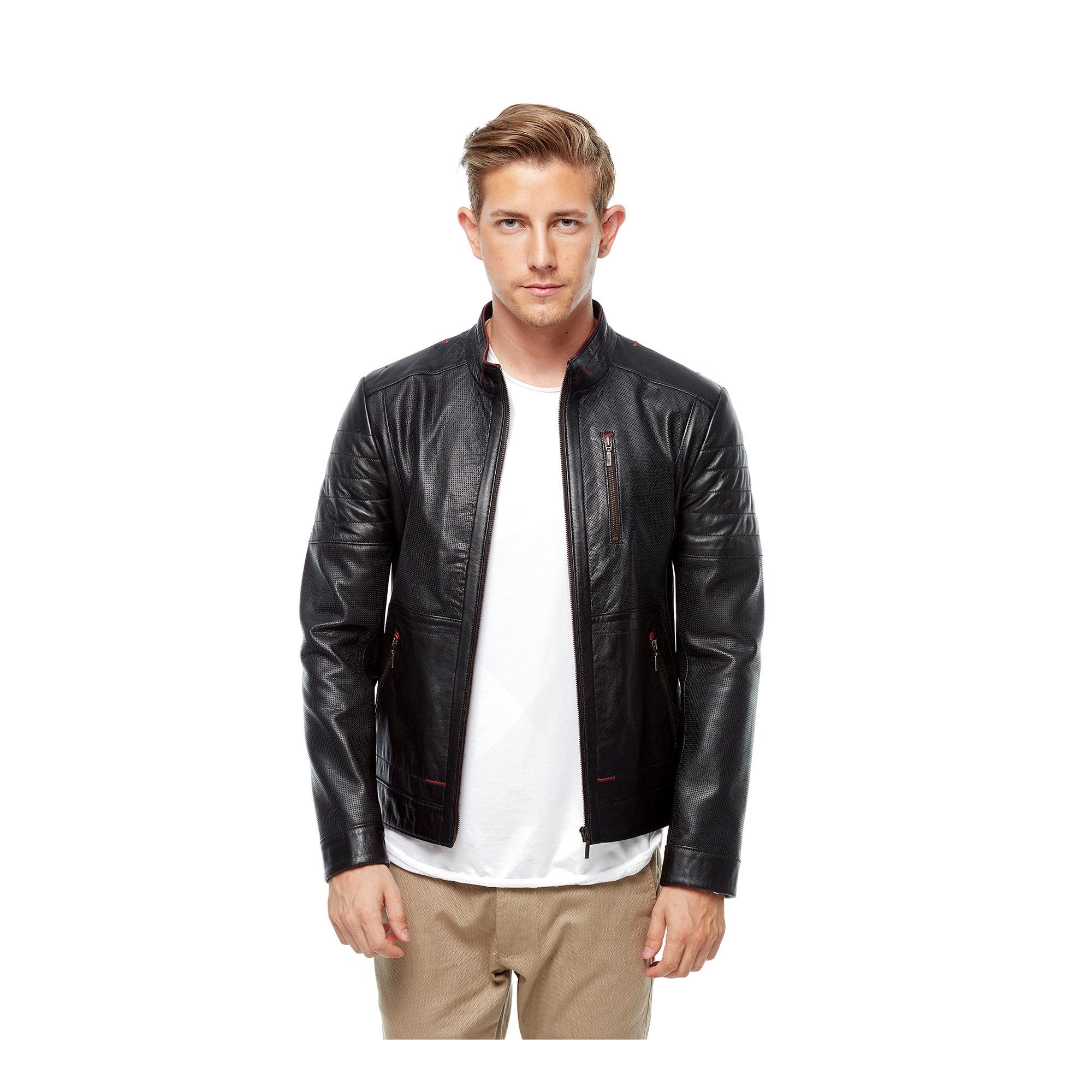 

Черное кожаное пальто с перфорацией XS чёрный